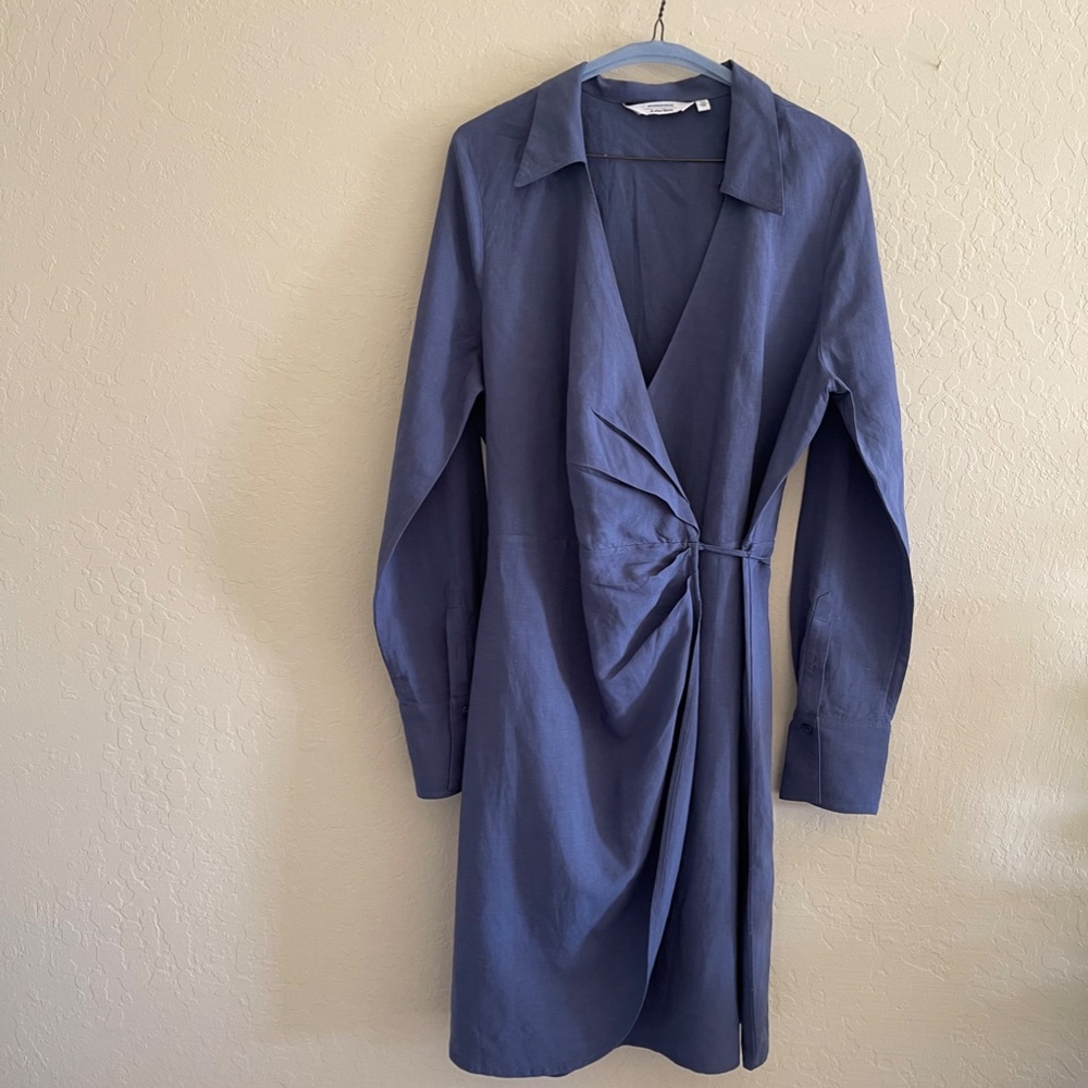 Blue Linen Dress (Size 12) by Stockholm Atelier & Other Stories